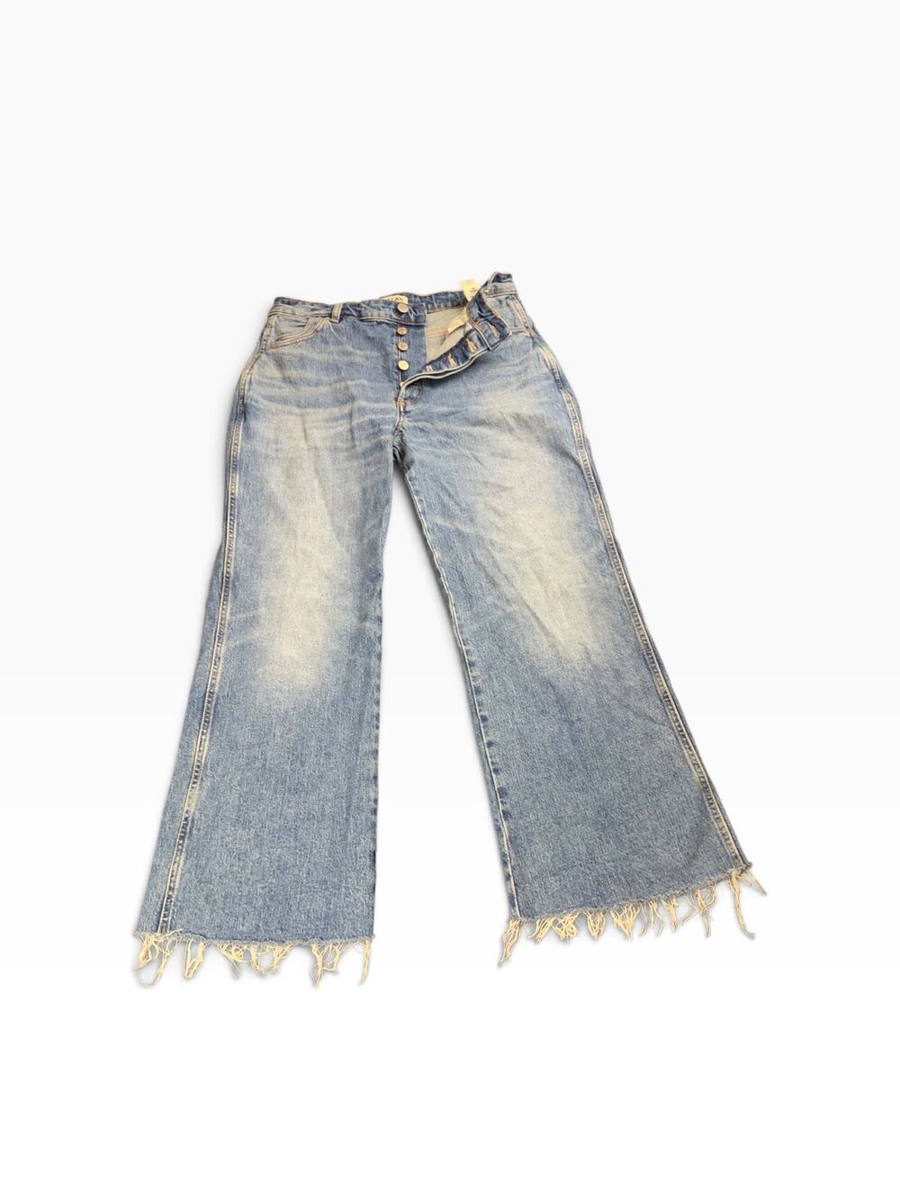 Rolla’s Classic Flare Crop Jeans W 28 High Rise Raw Hem Button Fly Blue Festival